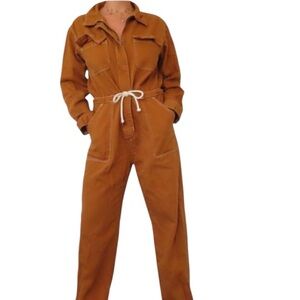 ABERCROMBIE & FITCH JUMPSUIT UTILITY ROMPER CARAMEL BROWN SZ XS
